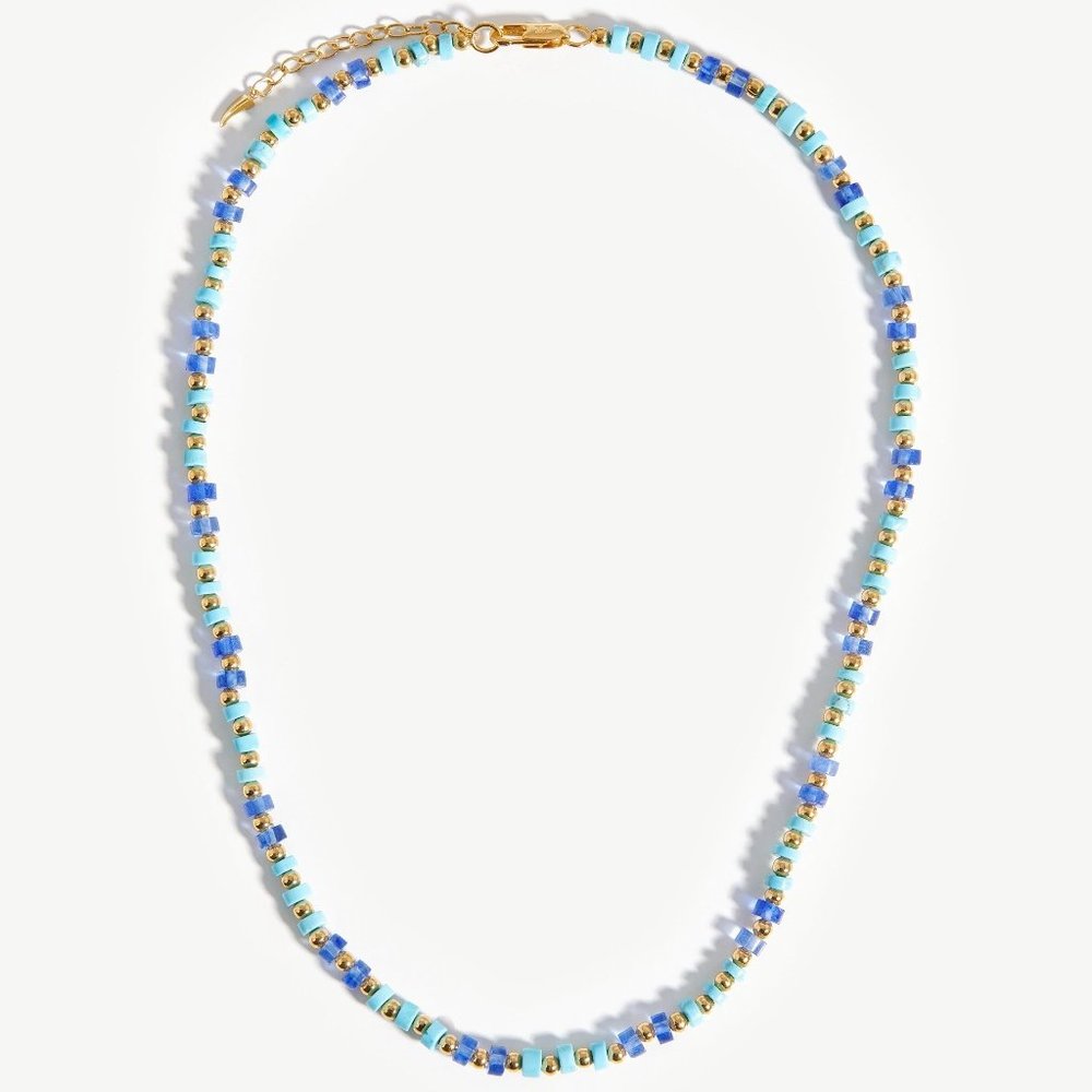 BNWOT Missoma Short Beaded Necklace NEVER WORN in 18ct Gold Blue Quartz & Turq